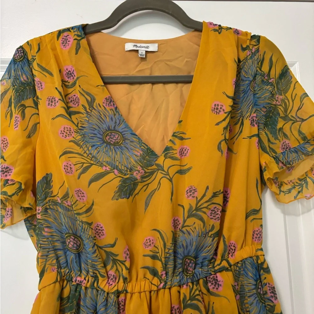 Madewell Sweetgrass Ruffle Sleeve Dress in Painted Blooms Size‎ 2 - Picture 4 of 6